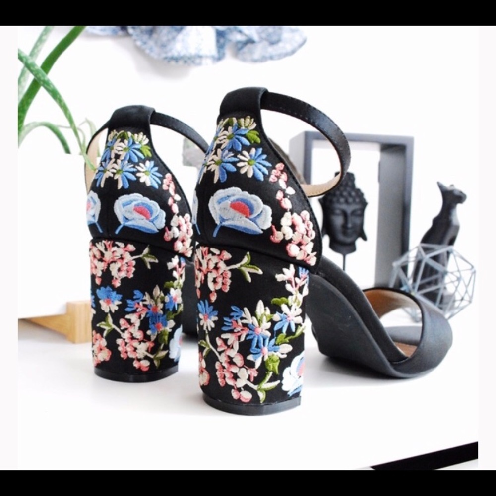 Embroidered block heels